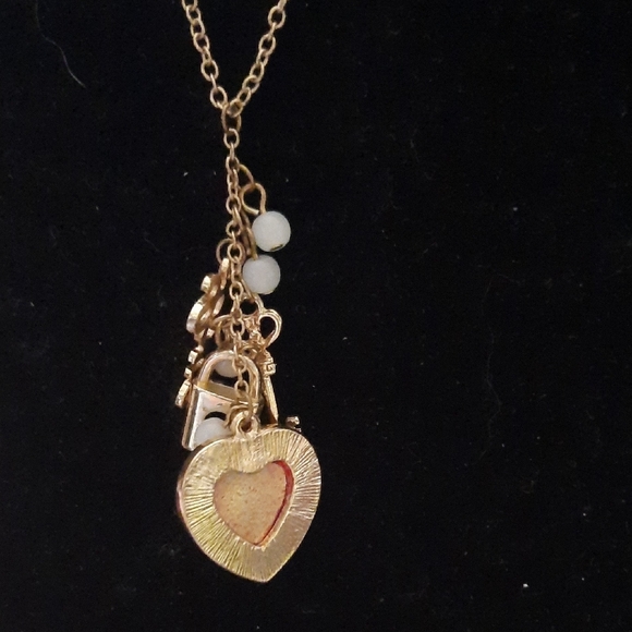 Gold and Red Heart Pendant Necklace - Picture 3 of 3